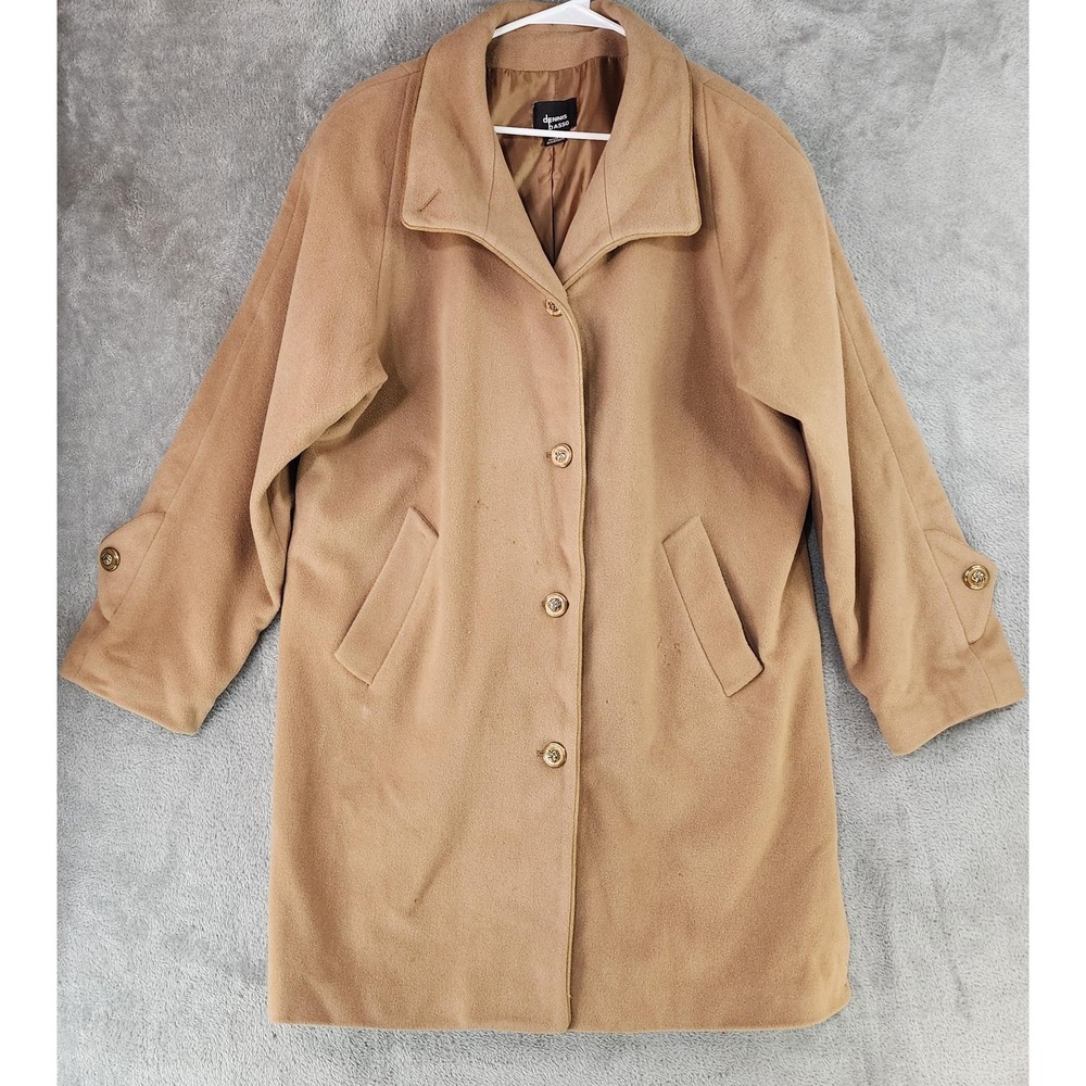 Dennis Basso Coat Womens‎ Large Camel Wool Cashmere Blend Button Front Dressy